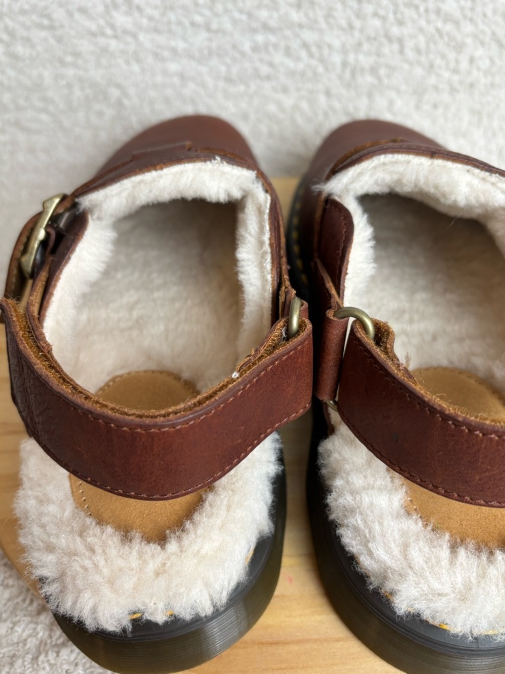 Dr Martens Shoes M8 W9 Brown Jorge II FL Faux Fur Line Leather Slingback Mules - Picture 9 of 14